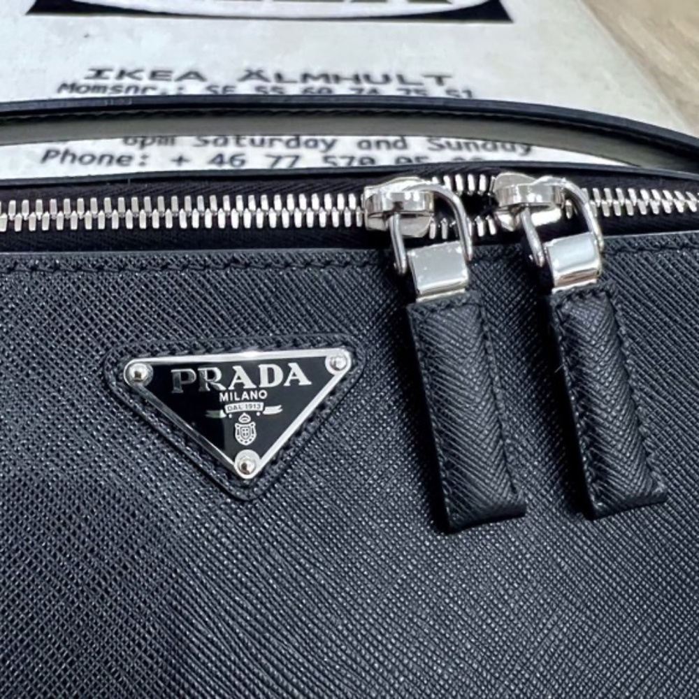 Prada Men's Large Black Saffiano Leather Square Backpack - Picture 10 of 14